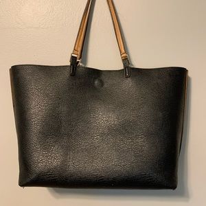 Faux Leather Tote, 2 colors, Reversible